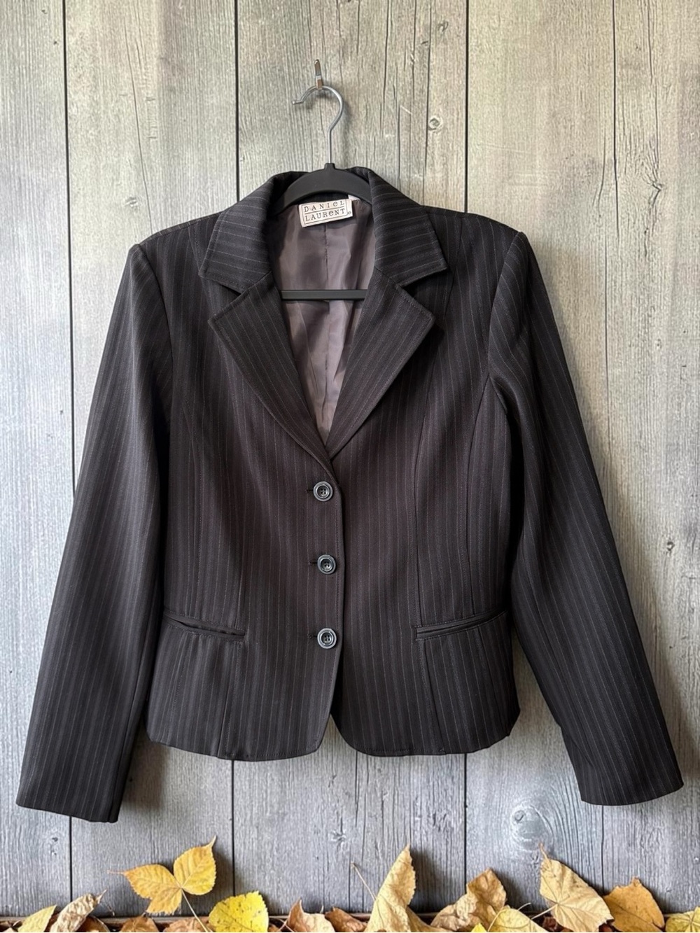 Daniel Laurent Black/Grey Pinstripe Blazer Jacket